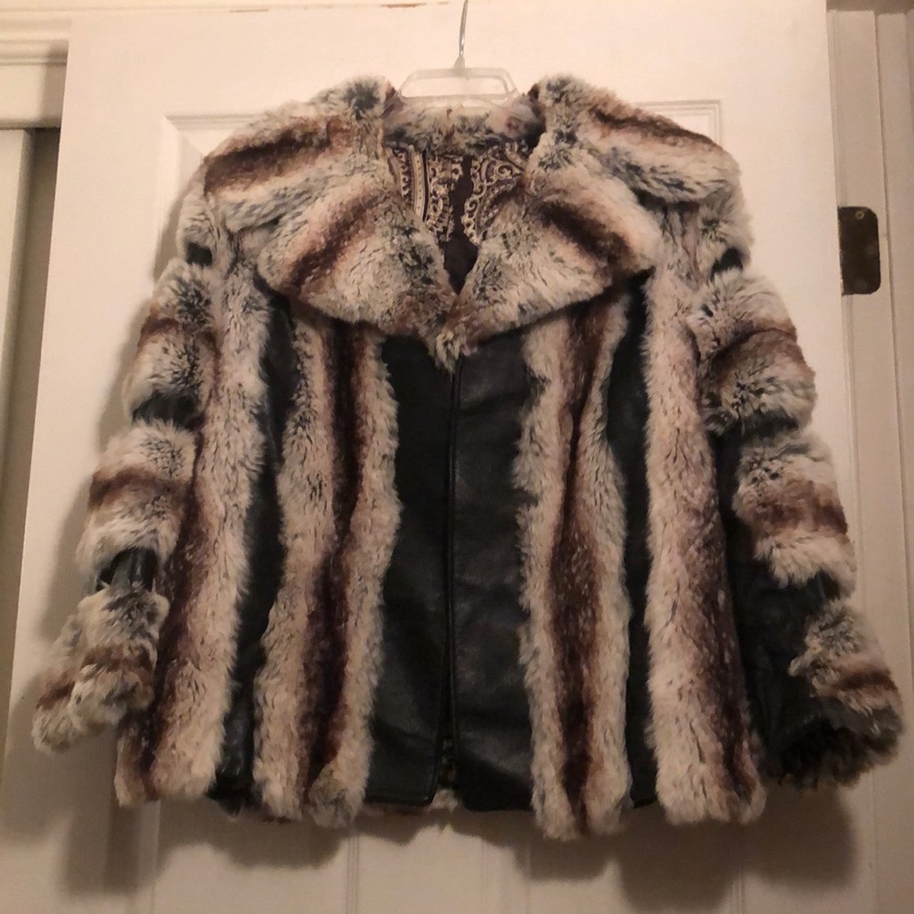 Vintage Faux fur & leather coat